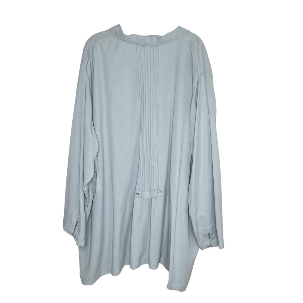 Making‎ It Big Womens Blouse Button 3X Blue Minimalist Easy Fit Pin Tuck Flowy - Picture 3 of 11
